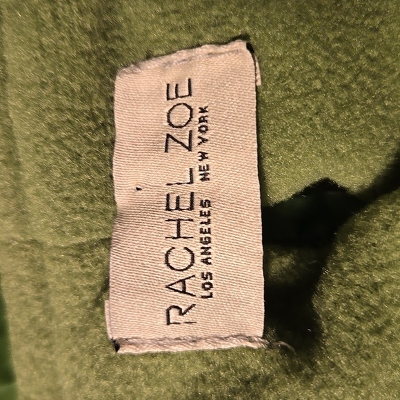 Rachel Zoe Shiny Green Fleece Lined Removeable Hood Back Pocket Dog Coat Sz L - Picture 6 of 13